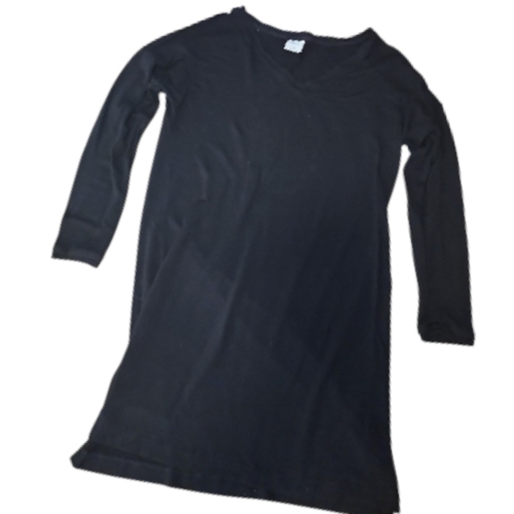 SOMA | Cozy Long-Sleeved Black Sleep Shirt Dress Cabincore Winter Minimalist | M